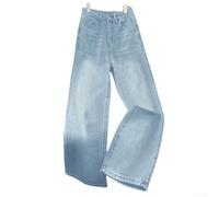 FABULETTA Jeans dritti da donna in poliestere e cotone per Y2K | Vita alta, taglio ampio, vestibilità ampia, taglie dalla S alla 2XL, ideale per qualsiasi figura