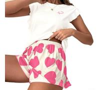 FABULETTA Pigiama da donna, corto, senza maniche, con stampa e pantaloncini | Top senza maniche, pantaloncini corti, tessuto leggero, ideale per le notti calde, taglio rilassato
