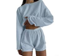 FABULETTA Set da 2 pezzi da donna a maniche lunghe per top e pantaloncini | Set da 2 pezzi, a maniche lunghe, pantaloncini abbinati, taglio alla moda, per primavera e inverno