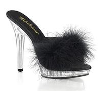 Fabulicious LIP-101-8, Sandali Punta Aperta Donna, Nero Blk Satin Fur Clr, 38 EU