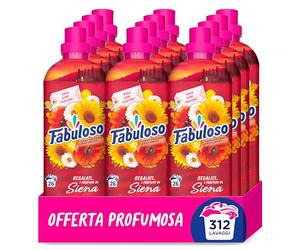 Fabuloso Ammorbidente Concentrato Profumi di Siena, 12x585ml | Ammorbidente per lavatrice, Fragranza attivata dal movimento, Rende il bucato morbido per settimane, Per 312 lavaggi