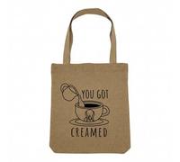 Fabulous Borsa Shopping Tote Bag Aspetto Lino - Cafe Coffee Culture Barague Espresso Americano Latte Macchiato - Borsa per la spesa in tela spessa 360 g beige naturale Borsa con spalla solida stampata