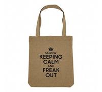 Fabulous Borsa Shopping Tote Bag Aspetto Lino - Collezione Keep Calm Parodia Inghilterra Regno Unito - Borsa da spesa spessa 360 g Beige Naturale Borsa da spalla resistente stampata in Francia, Freak