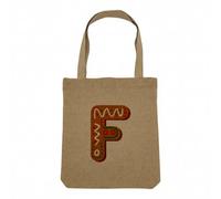 Fabulous Borsa Shopping Tote Bag Effetto Lino - Lettere alfabeti Nome Fiori Intiales A - Z Style Bambino - Borsa della spesa in tela spessa 360 g Beige Naturale Borsa con spalla solida stampata in