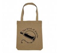 Fabulous Borsa Shopping Tote Bag Effetto Lino - The Drink of Disaster Humor Wine Bottle - Borsa da spesa in tela spessa 360 g beige naturale, borsa da spalla resistente stampata in Francia
