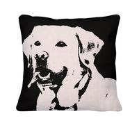 Fabulous Cuscino con federa in lino, motivo "Labrador", immagine in bianco e nero e nero, motivo: cane grande e carino art, 40 x 40 cm