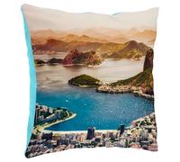 Fabulous Federa per cuscino in peluche blu - Baia di Rio De Janeiro Brasile Città Mare - 40 x 40 cm al tatto peluche