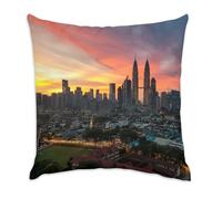 Fabulous Federa per cuscino in velluto bianco - Tramonto sulle Tours Petronas a Kuala Lumpur Malesia, 40 x 40 cm, in velluto