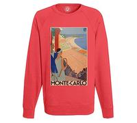 Fabulous Felpa da uomo Monte Carlo Tennis Poster Vintage Travel Art Deco 30's, rosso, XL