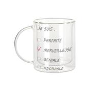 Fabulous Io sono meravigliose scatole da donna in vetro a doppia parete, tazza da caffè e isolante, 330 ml, effetto sospeso anti-bruciore, stampa in Francia