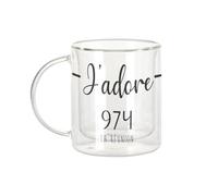 Fabulous J'Adore 974 La Reunion Departement France Region Saint Denis - Tazza da caffè e The Isotherme 330 ml effetto appeso anti-bruciore, stampa in Francia