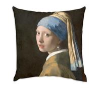 Fabulous Johannes Vermeer - Federa per cuscino in velluto bianco, motivo: La ragazza con la perla dipinta, 40 x 40 cm, al tatto in velluto