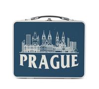 Fabulous Lunch Box in metallo argentato per panini e snack - Praga Minimalist Viaggi Ceca Culture Architecture - Scatola da gustare in alluminio ciotola rigida stile retrò stampata in Francia