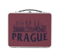 Fabulous Lunch Box in metallo argentato per panini e snack - Praga Minimalist Viaggi Ceca Culture Architecture - Scatola da gustare in alluminio ciotola rigida stile retrò stampata in Francia