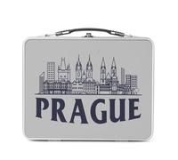 Fabulous Lunch Box in metallo argentato per panini e snack - Praga Minimalist Viaggi Ceca Culture Architecture - Scatola da gustare in alluminio ciotola rigida stile retrò stampata in Francia