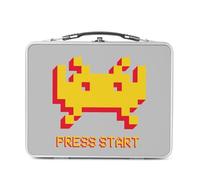 Fabulous Lunch Box in metallo argentato per panini e snack - Press Start Invaders - Videogiochi retrò Gaming Classic, scatola da gustare in alluminio, ciotola rigida, stile retrò, stampata in Francia