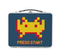 Fabulous Lunch Box in metallo argentato per panini e snack - Press Start Invaders - Videogiochi retrò Gaming Classic, scatola da gustare in alluminio, ciotola rigida, stile retrò, stampata in Francia