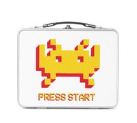 Fabulous Lunch Box in metallo argentato per panini e snack - Press Start Invaders - Videogiochi retrò Gaming Classic, scatola da gustare in alluminio, ciotola rigida, stile retrò, stampata in Francia