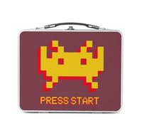 Fabulous Lunch Box in metallo argentato per panini e snack - Press Start Invaders - Videogiochi retrò Gaming Classic, scatola da gustare in alluminio, ciotola rigida, stile retrò, stampata in Francia