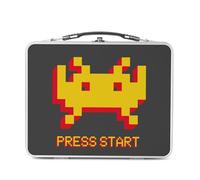 Fabulous Lunch Box in metallo argentato per panini e snack - Press Start Invaders - Videogiochi retrò Gaming Classic, scatola da gustare in alluminio, ciotola rigida, stile retrò, stampata in Francia