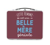 Fabulous Lunch Box in metallo argentato per panini e snack, questa donna è una bella madre geniale bella mamma, scatola da gustare in alluminio, ciotola rigida, stile retrò, stampata in Francia