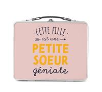 Fabulous Lunch Box in metallo argentato per panini e snack, questa ragazza è una sorellina geniale e geniale famiglia - Scatola da gustare in alluminio, ciotola rigida, stile retrò, stampata in