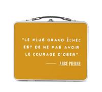 Fabulous Lunch Box in metallo argentato per sandwich e snack - Abbe Pierre Echec Courage Francais Citation Inspirante Motivation - Scatola da gustare in alluminio, ciotola rigida, stile retrò