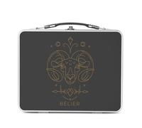 Fabulous Lunch Box in metallo argentato per sandwich e snack - Belier Segno Astrologia Bohemian Zodiac Astres Constellation - Scatola da gustare in alluminio, ciotola rigida, stile retrò stampata in