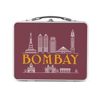 Fabulous Lunch Box in metallo argentato per sandwich e snack - Bombay Minimalist Mumbai Travel India Gandhi - Scatola da gustare in alluminio ciotola rigida in stile retrò stampata in Francia