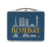 Fabulous Lunch Box in metallo argentato per sandwich e snack - Bombay Minimalist Mumbai Travel India Gandhi - Scatola da gustare in alluminio ciotola rigida in stile retrò stampata in Francia