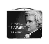 Fabulous Lunch Box in metallo argentato per sandwich e snack - Cerco le note che si amano Mozart Citation Musique - Scatola da gustare in alluminio, ciotola rigida, stile retrò, stampata in Francia