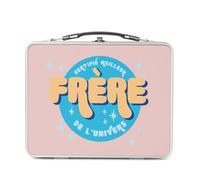 Fabulous Lunch Box in metallo argentato per sandwich e snack, certificato miglior fratello dell'universo, cerchio famiglia, contenitore per gustare in alluminio, ciotola rigida, stile retrò, stampato