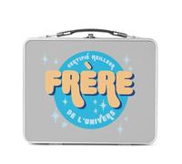 Fabulous Lunch Box in metallo argentato per sandwich e snack, certificato miglior fratello dell'universo, cerchio famiglia, contenitore per gustare in alluminio, ciotola rigida, stile retrò, stampato