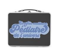 Fabulous Lunch Box in metallo argentato per sandwich e snack, certificato miglior pediatra dell'universo Hopital Medico Dottore, scatola da gustare in alluminio, ciotola rigida, stile retrò, stampata