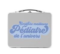 Fabulous Lunch Box in metallo argentato per sandwich e snack, certificato miglior pediatra dell'universo Hopital Medico Dottore, scatola da gustare in alluminio, ciotola rigida, stile retrò, stampata