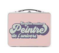 Fabulous Lunch Box in metallo argentato per sandwich e snack, certificato miglior pittore dell'universo, arte artista, da tavolo, scatola da gustare in alluminio, ciotola rigida, stile retrò, stampata