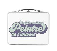 Fabulous Lunch Box in metallo argentato per sandwich e snack, certificato miglior pittore dell'universo, arte artista, da tavolo, scatola da gustare in alluminio, ciotola rigida, stile retrò, stampata