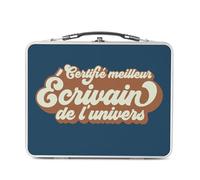 Fabulous Lunch Box in metallo argentato per sandwich e snack, certificato miglior scrittore dell'universo, letteratura poesie art, scatola da gustare in alluminio, ciotola rigida, stile retrò