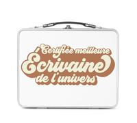 Fabulous Lunch Box in metallo argentato per sandwich e snack, certificato migliore scrittrice dell'universo, letteratura Poesie Art - Scatola da gustare in alluminio, ciotola rigida, stile retrò