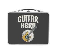 Fabulous Lunch Box in metallo argentato per sandwich e snack - Chitarra Hero Music Rock - Scatola da gustare in alluminio, ciotola rigida, stile retrò, stampata in Francia