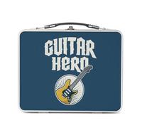Fabulous Lunch Box in metallo argentato per sandwich e snack - Chitarra Hero Music Rock - Scatola da gustare in alluminio, ciotola rigida, stile retrò, stampata in Francia