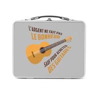 Fabulous Lunch Box in metallo argentato per sandwich e snack - Chitarra - L'argento non fa la felicità musicale, scatola da gustare, in alluminio, ciotola rigida, stile retrò, stampata in Francia