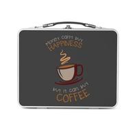 Fabulous Lunch Box in metallo argentato per sandwich e snack - Coffee - Money Can't Buy Happiness Drink - Scatola da gustare in alluminio, ciotola rigida, stile retrò, stampata in Francia