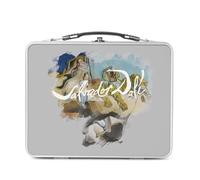 Fabulous Lunch Box in metallo argentato per sandwich e snack - Dali Signature Pittore Surrealismo Pittore Artista Unico Bizarre - Scatola da gustare in alluminio ciotola rigida in stile retrò stampata