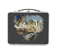 Fabulous Lunch Box in metallo argentato per sandwich e snack - Dali Signature Pittore Surrealismo Pittore Artista Unico Bizarre - Scatola da gustare in alluminio ciotola rigida in stile retrò stampata