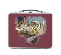 Fabulous Lunch Box in metallo argentato per sandwich e snack - Dali Signature Pittore Surrealismo Pittore Artista Unico Bizarre - Scatola da gustare in alluminio ciotola rigida in stile retrò stampata