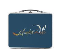Fabulous Lunch Box in metallo argentato per sandwich e snack - Dali Signature Surrealisme Pittore famoso artista unico bizzarro - Scatola da gustare in alluminio ciotola rigida stile retrò stampata in