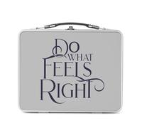 Fabulous Lunch Box in metallo argentato per sandwich e snack - Do What Feels Right Tipografia Citation Message - Scatola da gustare in alluminio, ciotola rigida, stile retrò, stampata in Francia