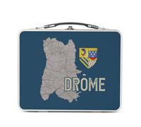 Fabulous Lunch Box in metallo argentato per sandwich e snack - Drome 26 Dipartimento Valencia - Cartolina antica Rhone Alpi - Scatola da gustare in alluminio ciotola rigida stile retrò stampata in