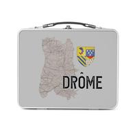 Fabulous Lunch Box in metallo argentato per sandwich e snack - Drome 26 Dipartimento Valencia - Cartolina antica Rhone Alpi - Scatola da gustare in alluminio ciotola rigida stile retrò stampata in